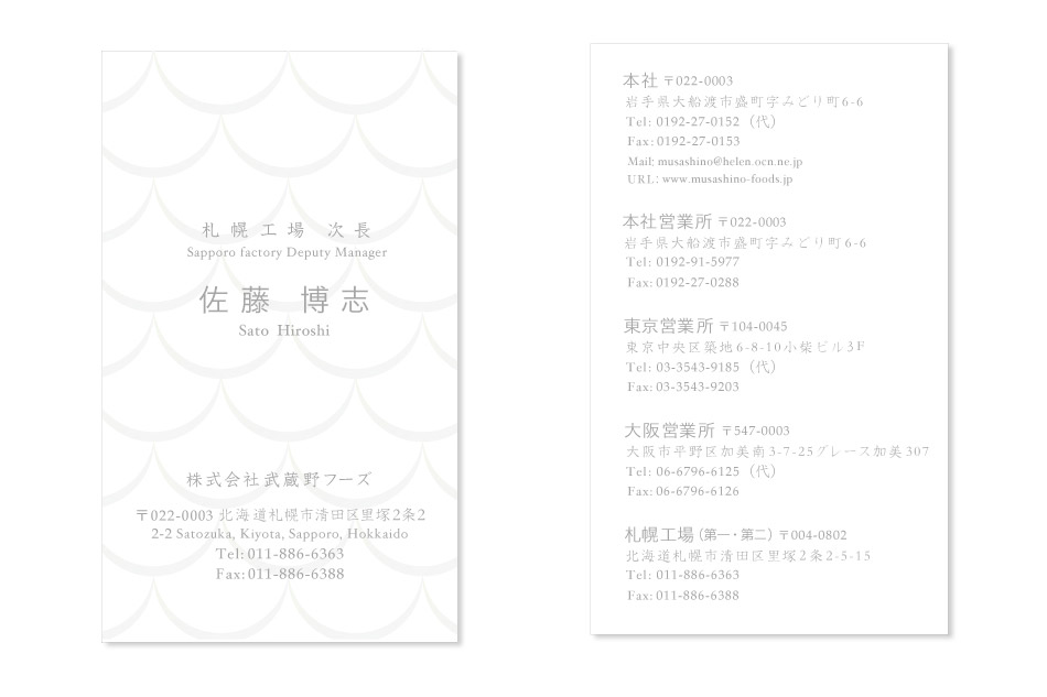 株式会社武蔵野フーズ　Business card design